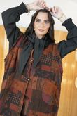 Patchwork Longline Gilet Jacket Rust